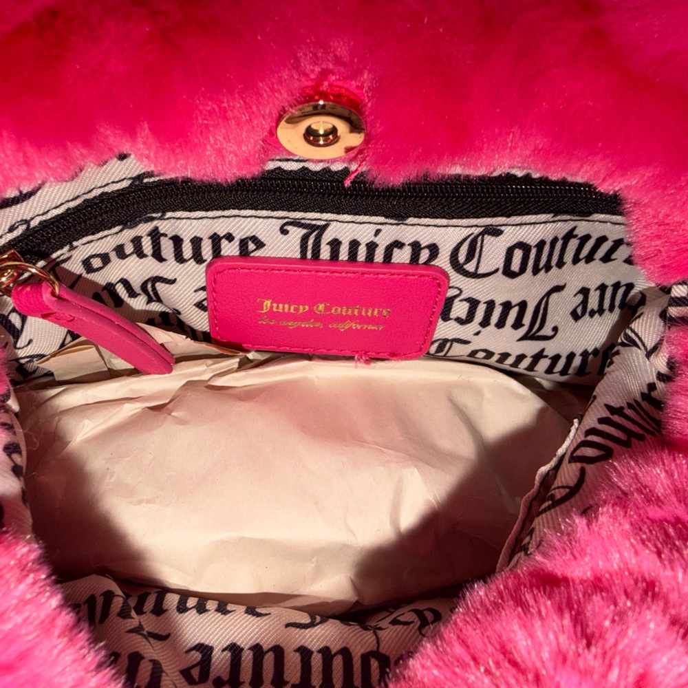 Juicy Couture Free Love Fluffy Mini Tote Or Crossbody Removable Strap NWT - Picture 8 of 9